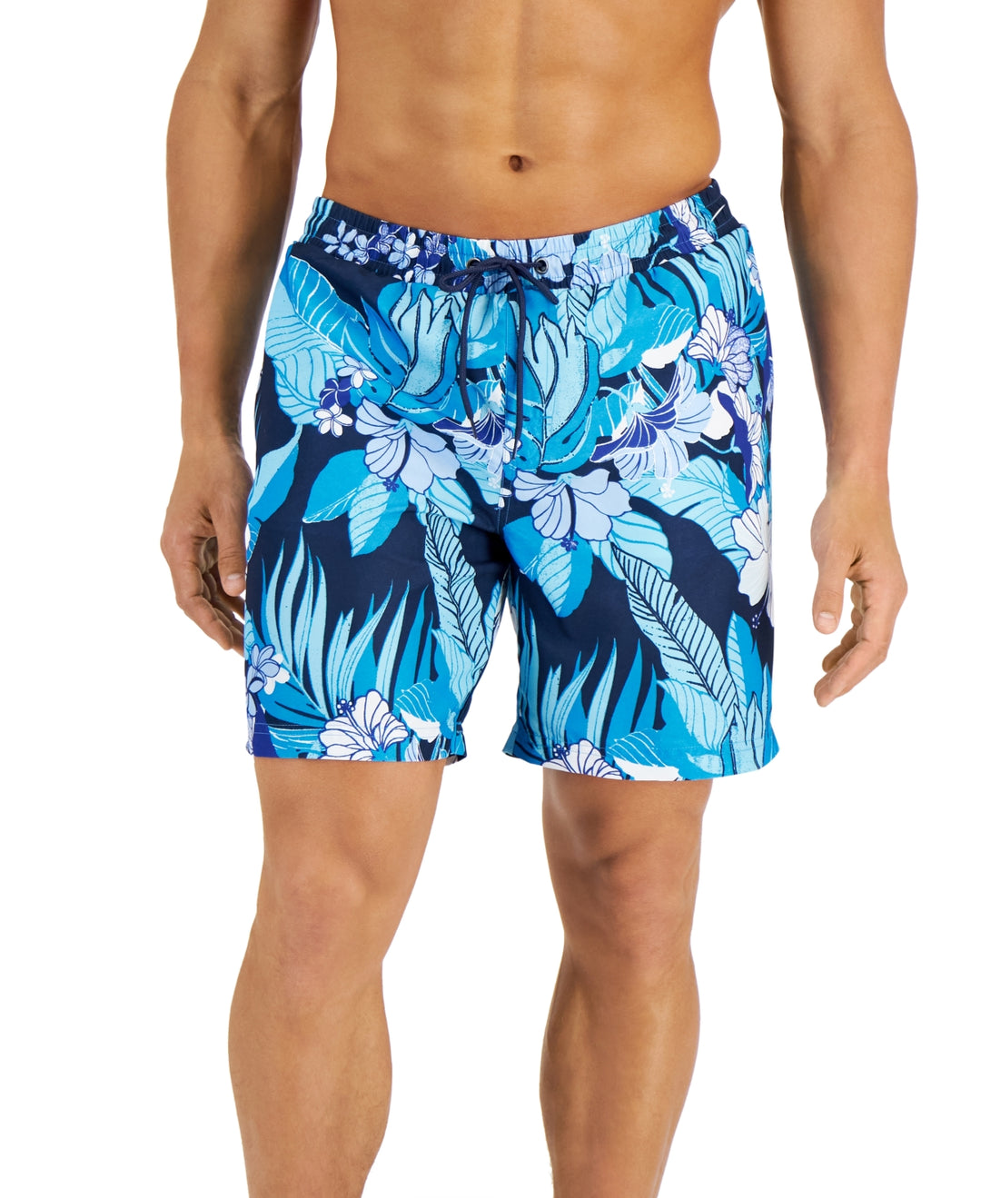 Club Room Men's Tropical Floral 7 Board Shorts Blue Size X-Large