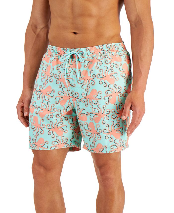 Club Room Men's Octopus Print 7 Swim Trunks Multi Size TBD