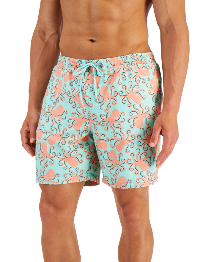 Club Room Men's Octopus Print 7 Swim Trunks Multi Size TBD