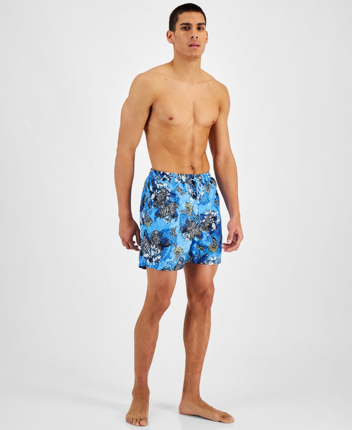 INC International Concepts Men's Zebra 5 Board Shorts Blue Size XX-Large