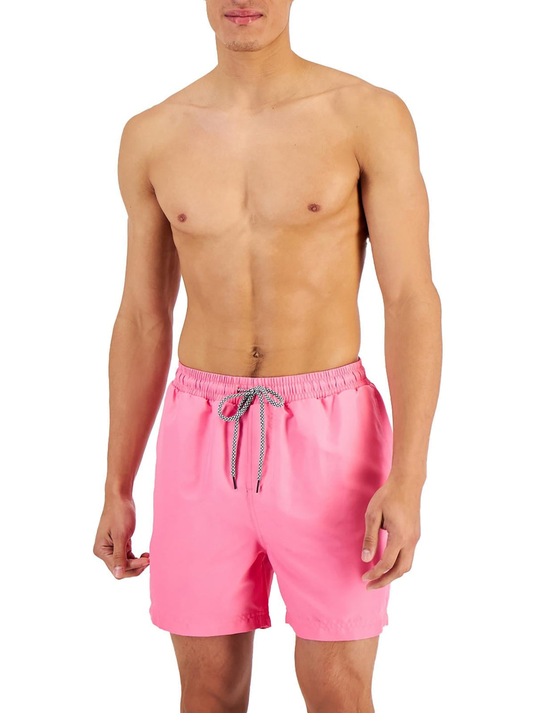 Inc Men's Regular-Fit Quick-Dry Solid 5 Swim Trunks Pink Size L