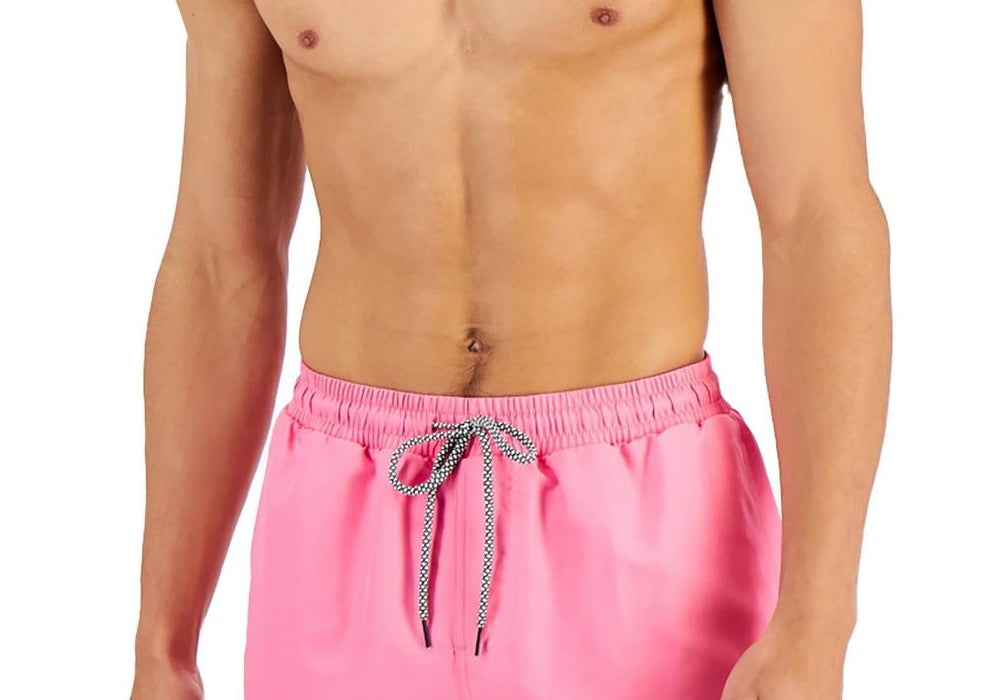 Inc Men's Regular-Fit Quick-Dry Solid 5 Swim Trunks Pink Size L