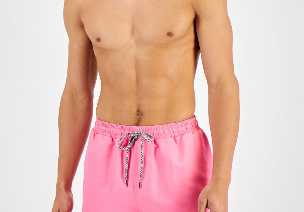 Inc Men's Regular-Fit Quick-Dry Solid 5 Swim Trunks Pink Size L