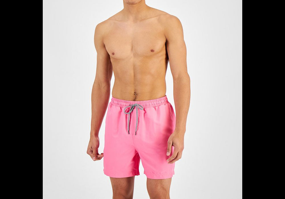 Inc Men's Regular-Fit Quick-Dry Solid 5 Swim Trunks Pink Size XXL