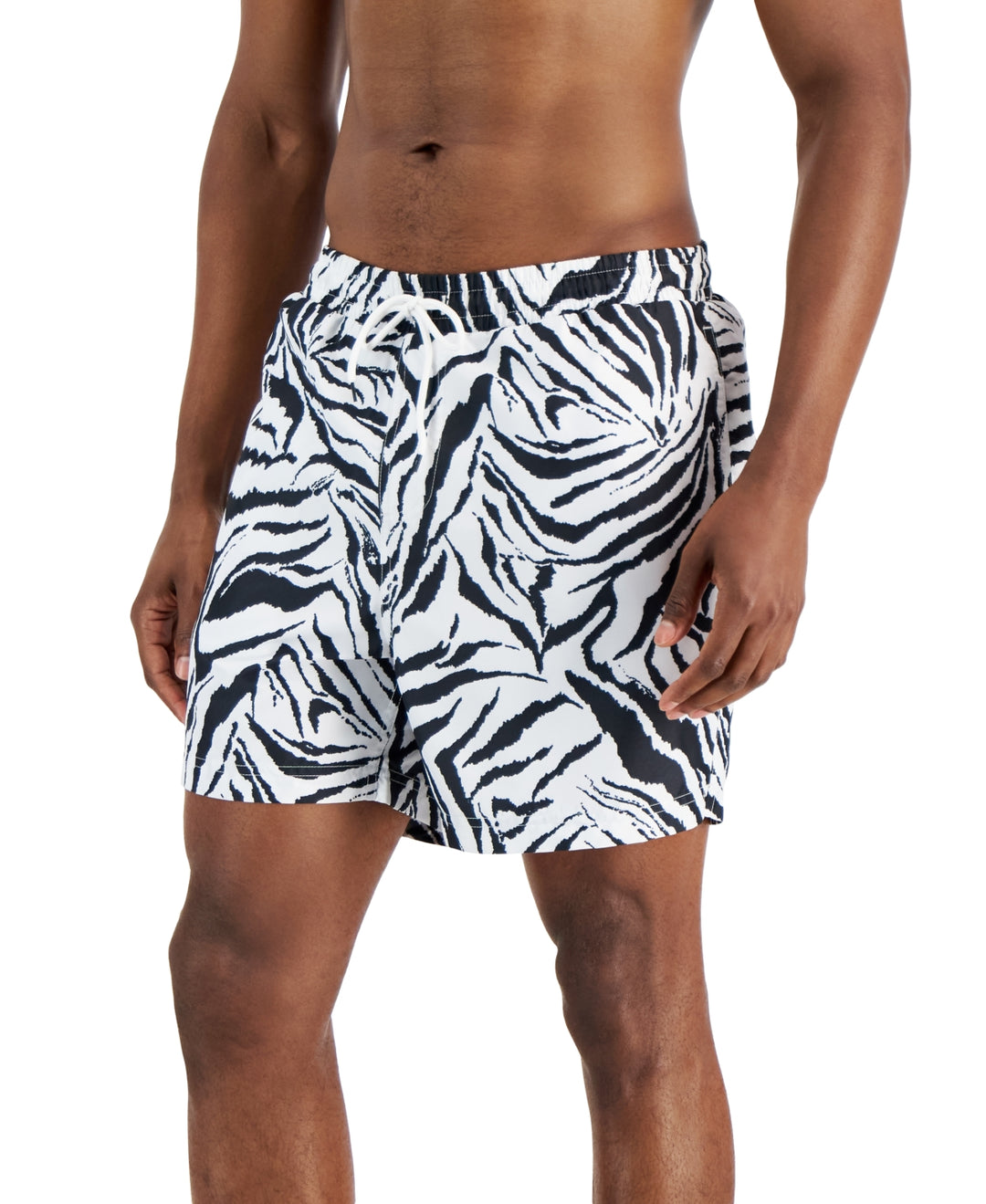 Inc International Concepts Men's Tiger Stripe 5 Board Shorts Black Size TBD