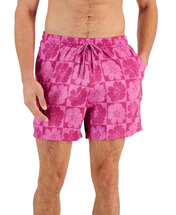 INC International Concepts Men's Blooms 5 Board Shorts Pink Size Large
