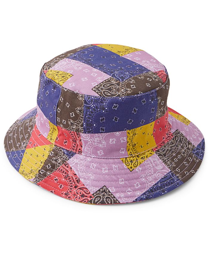 Sun + Stone Men's Paisley Patchwork Bucket Hat Purple Size Regular