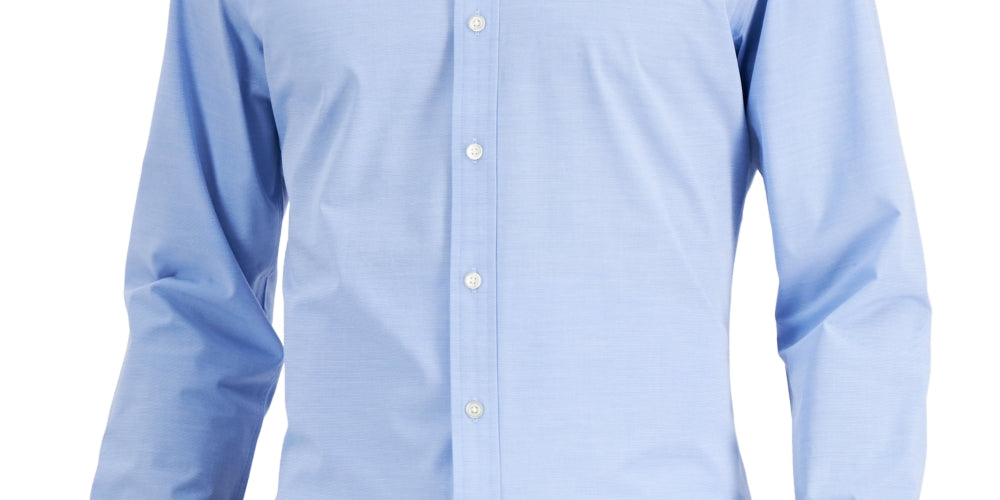Club Room Men's Slim Fit 4 Way Stretch Solid Dress Shirt Blue
