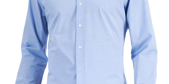 Club Room Men's Slim Fit 4 Way Stretch Solid Dress Shirt Blue