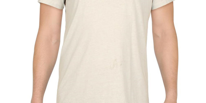 INC International Concepts Men's Heathered Split Neck T-Shirt Beige Size X-Large