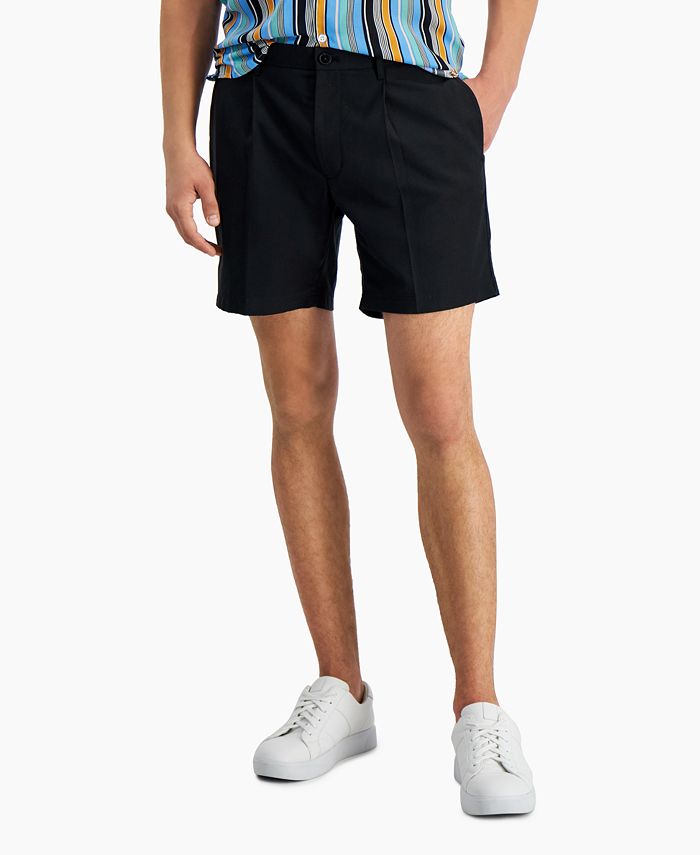 INC International Concepts Men's Lyocell 6  Inseam Flat Front Shorts Black Size 40