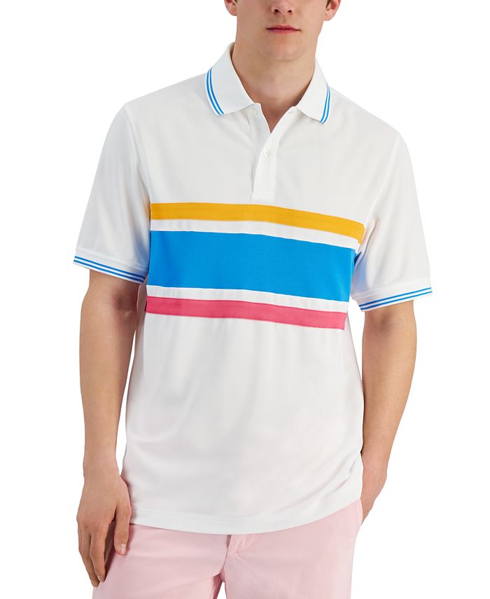 Club Room Men's Matthew Sporty Stripe Polo Shirt White Size XX-Large