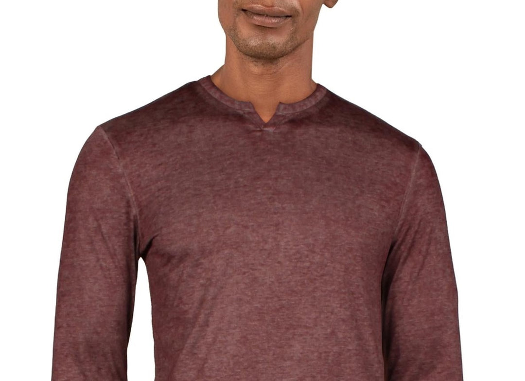 INC International Concepts Men's Slub Split Neck T-Shirt Red Size X-Small