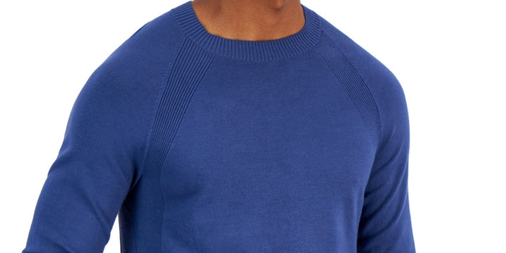 Alfani Men's Ribbed Trim Pullover Crewneck Sweater Blue Size X-Large