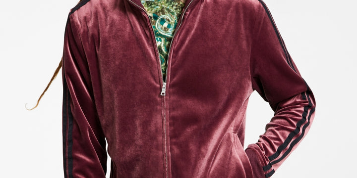 INC International Concepts Men's Velour Sweatshirt Track Jacket Red Size Large