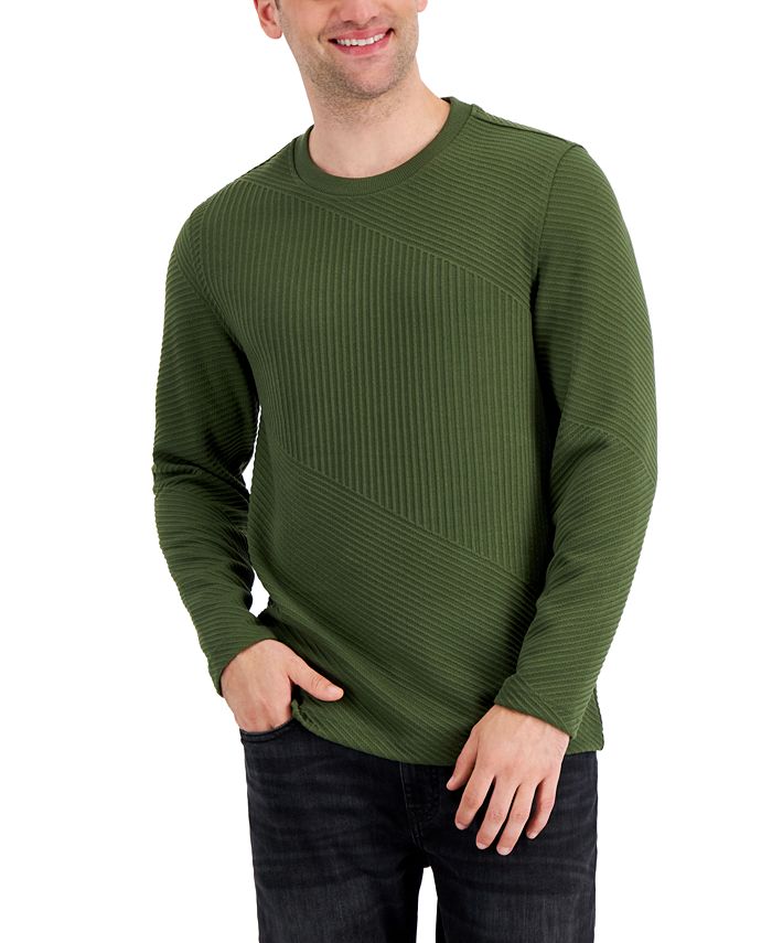 Alfani Men's Directional Ribbed Sweater Green Size Medium