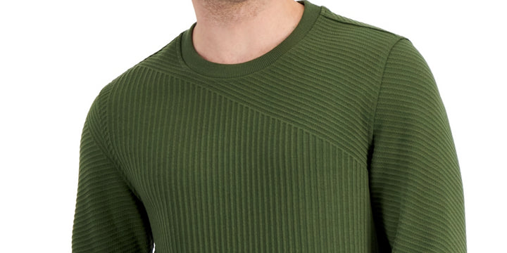 Alfani Men's Directional Ribbed Sweater Green Size Medium