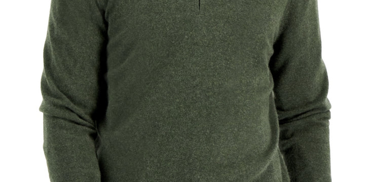 Club Room Men's Cashmere Quarter Zip Sweater Green Size X-Large