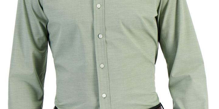 Club Room Men's Slim Fit 4 Way Stretch Solid Dress Shirt Green Size Small