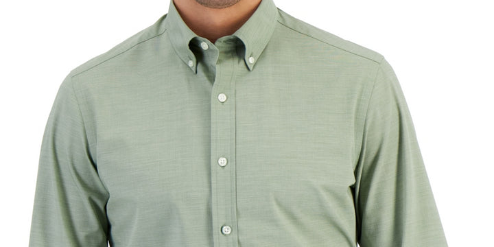 Club Room Men's Slim Fit 4 Way Stretch Solid Dress Shirt Green Size XX-Large