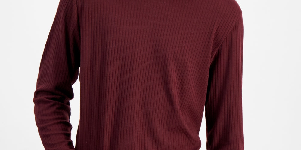 INC International Concepts Men's Ribbed Knit Long Sleeve T-Shirt Red Size Medium