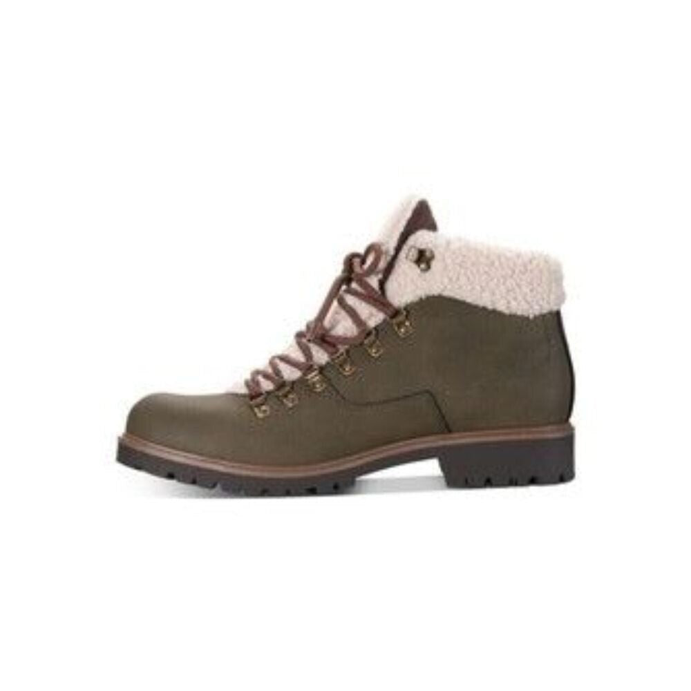 Sun + Stone Men's Glenn Faux Leather Fleece Trimmed Lace Up Boots Green