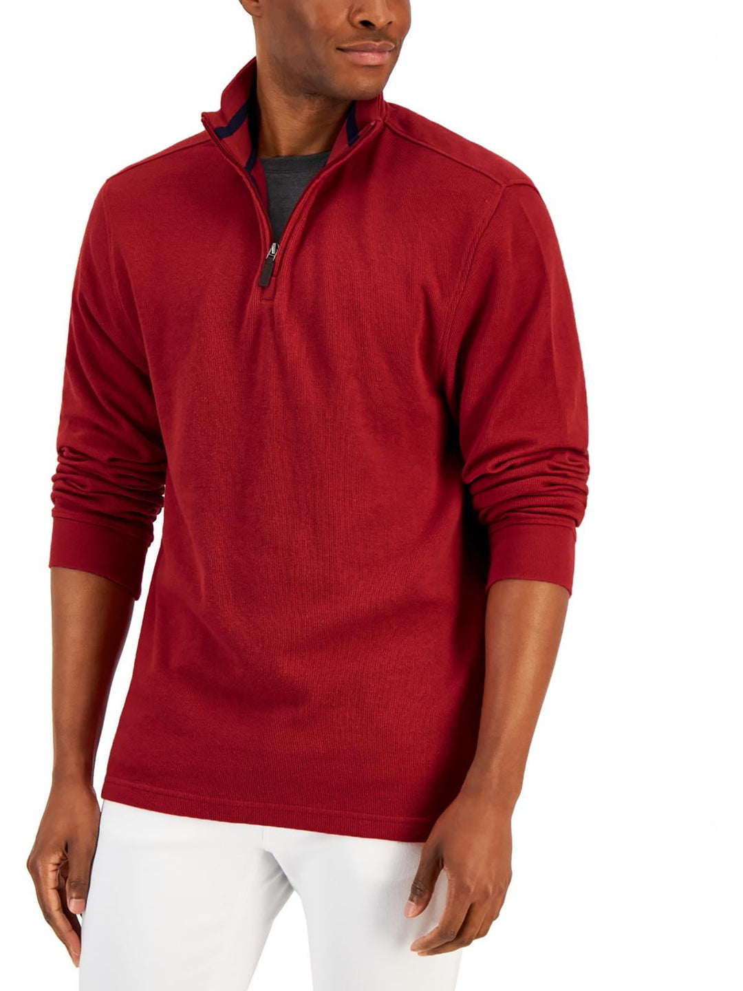 Club Room Men's 1/4 Zip Mock Neck Pullover Sweater Red Size X-Large
