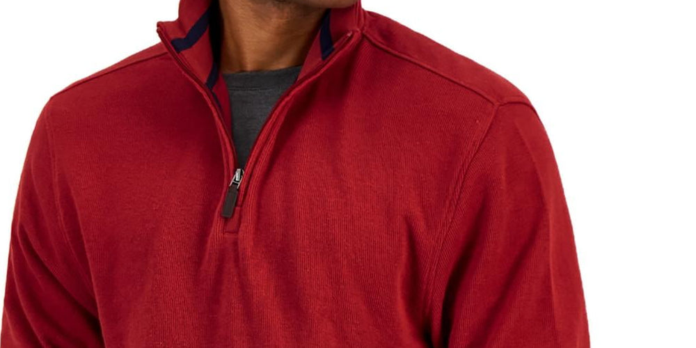 Club Room Men's 1/4 Zip Mock Neck Pullover Sweater Red Size X-Large