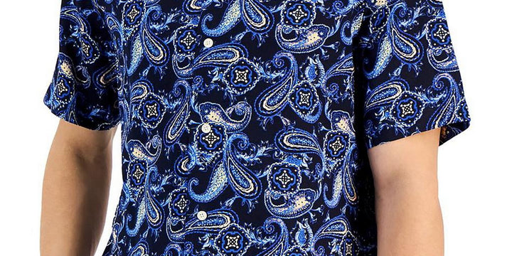 Club Room Men's Paisley Medallion Shirt Blue Size Small