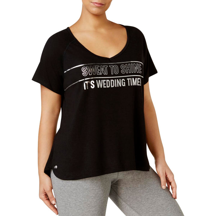 Ideology Women's Wedding Time Bridal Fitness T Shirt Black Size Large