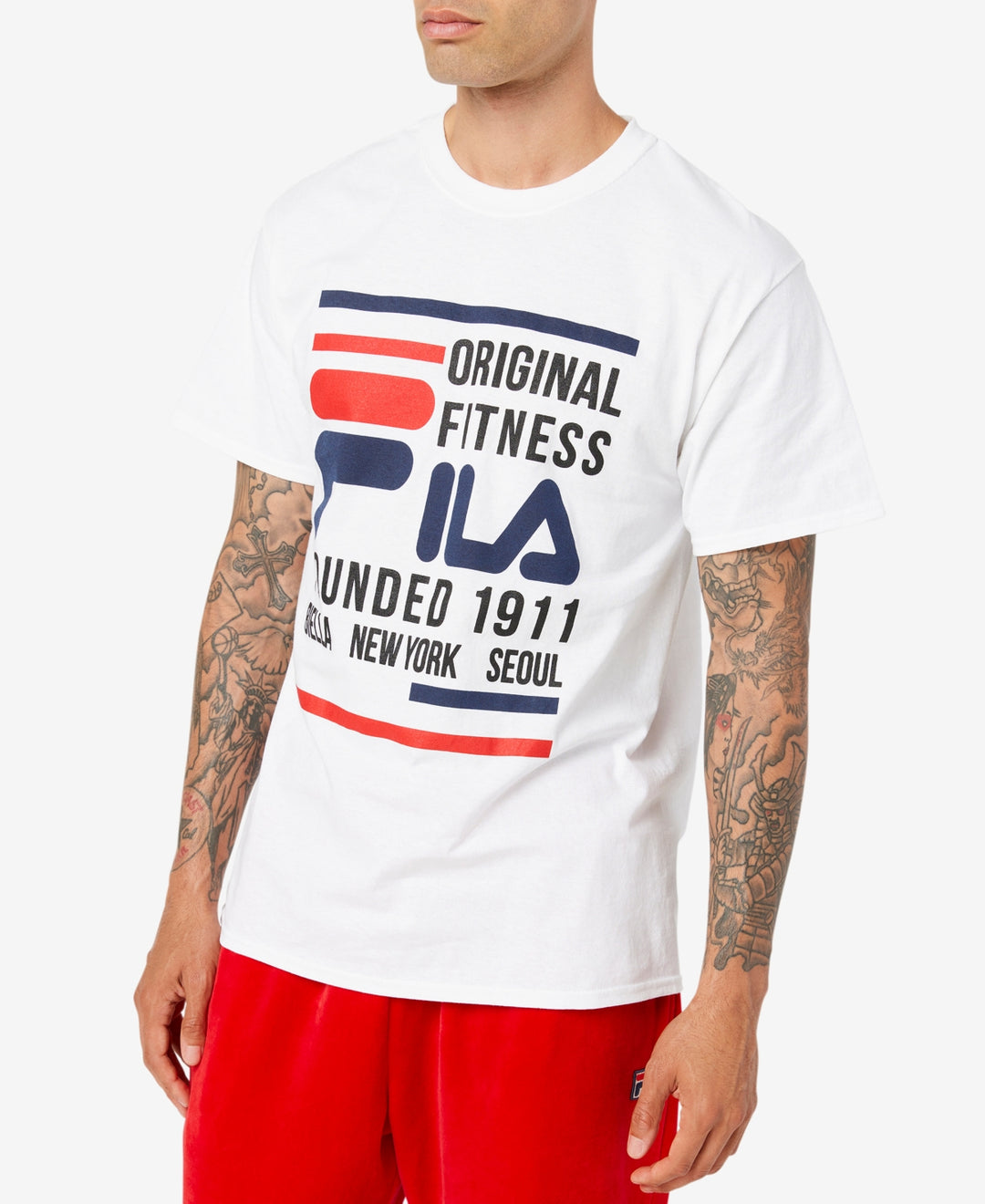 Fila Men's Original Fitness Logo Graphic T-Shirt White Size Medium