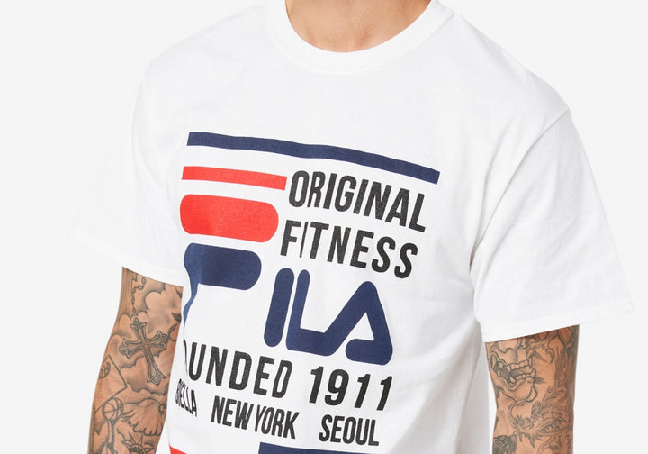 Fila Men's Original Fitness Logo Graphic T-Shirt White Size Medium