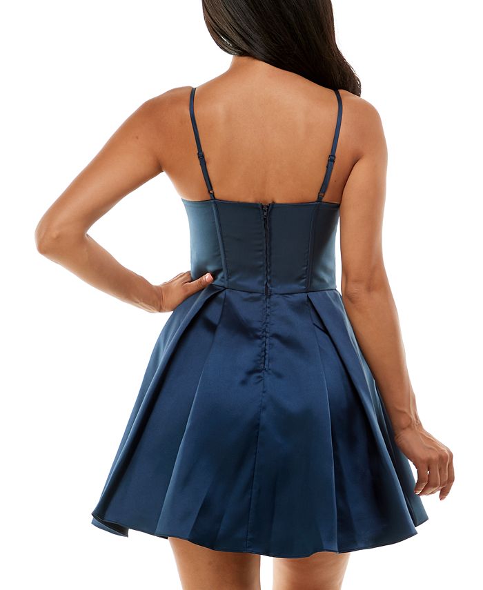 B Darlin Junior's Satin A Line Corset Dress Blue Size 16