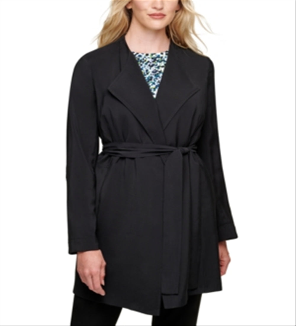 DKNY Women's Tie-Front Topper Jacket Black Size 6 Petite