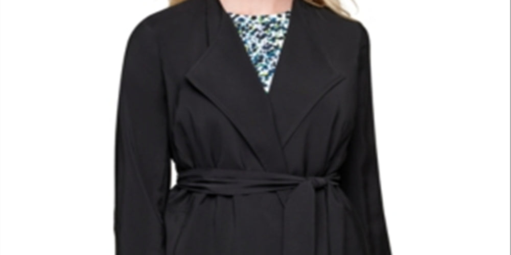 DKNY Women's Tie-Front Topper Jacket Black Size 6 Petite