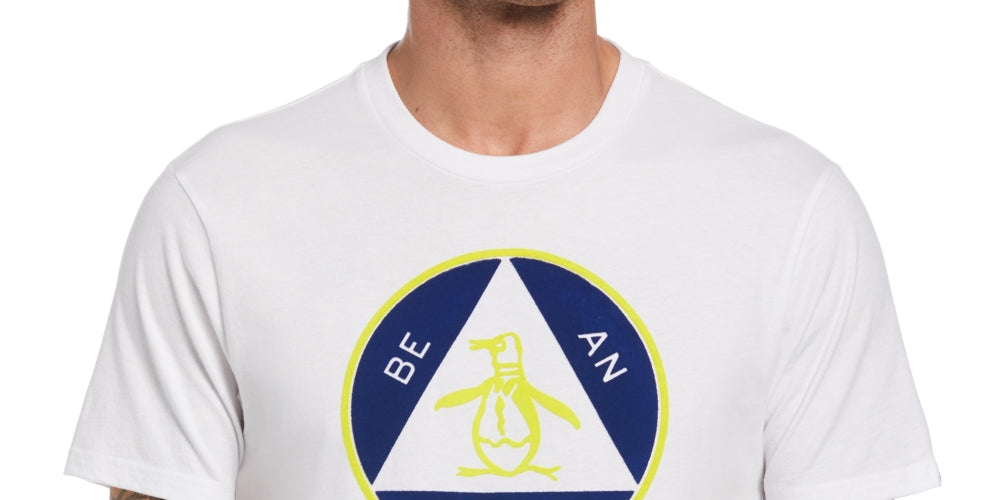 Original Penguin Men's Flocked Triangle Pete T-Shirt White Size Medium