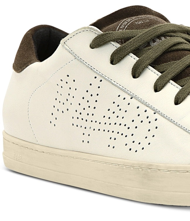 P448 Men's John Perforated Logo Low Top Sneaker Beige Size 44