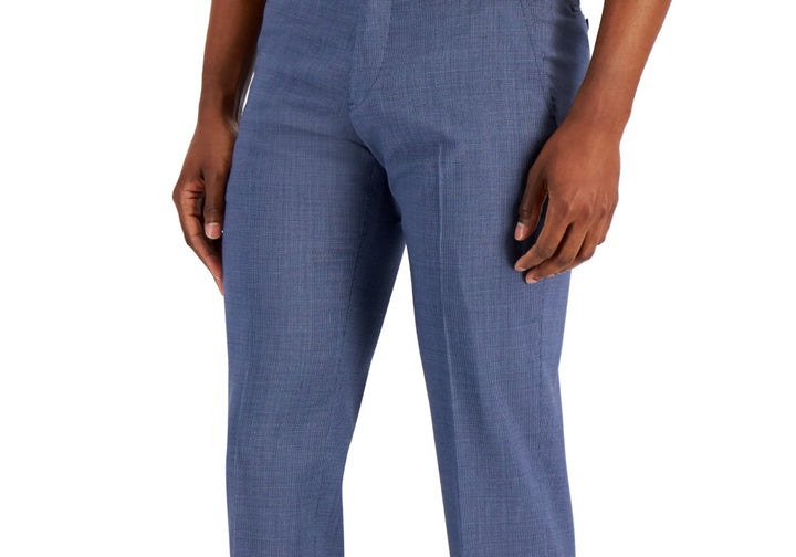 Ax Armani Exchange Men's Slim-Fit Navy Shadow Plaid Suit Pants Blue Size 38X32