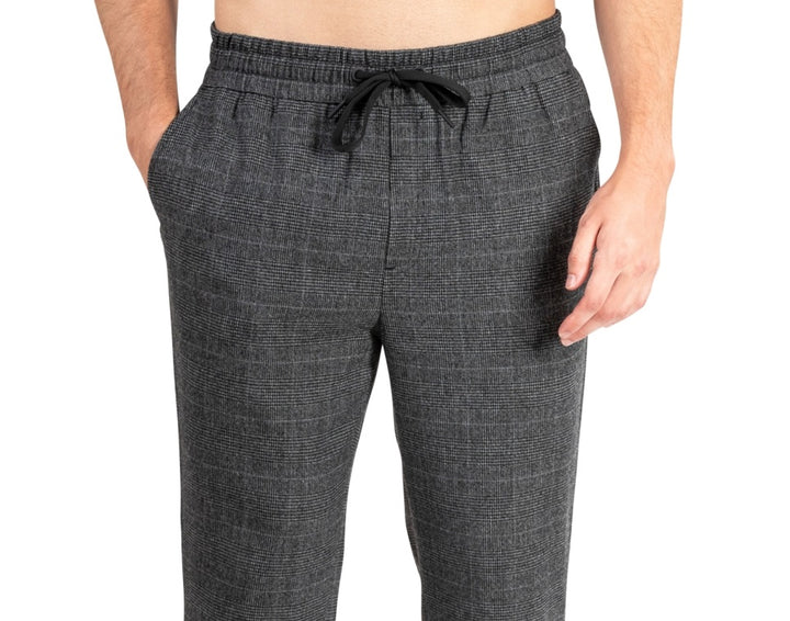 Natori Men's Plaid Drawstring Pajama Bottoms Black Size Large