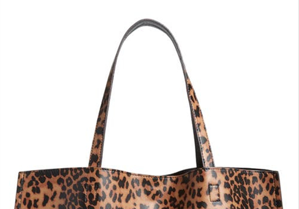 Street Level Reversible Faux Leather Tote in Leopard/Black