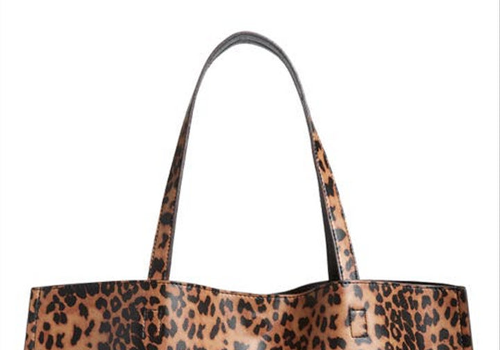 Street Level Reversible Faux Leather Tote in Leopard/Black