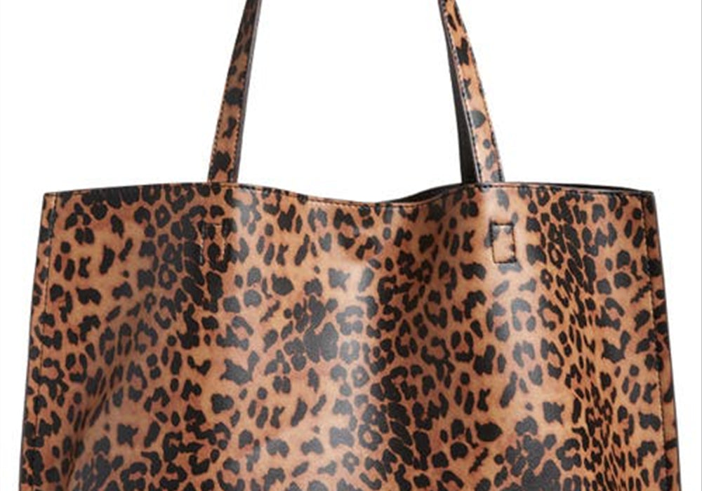 Street Level Reversible Faux Leather Tote in Leopard/Black