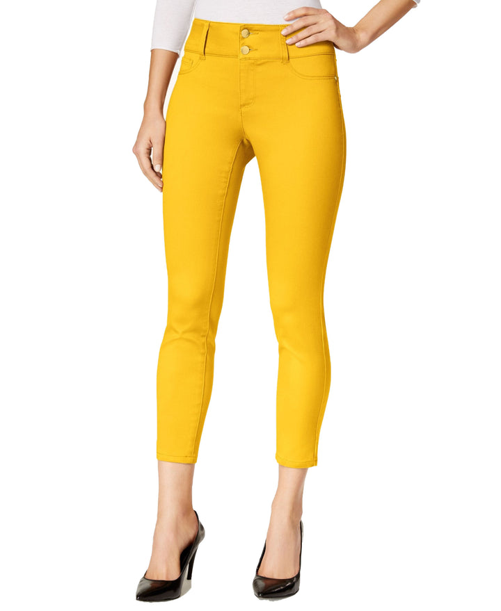 Thalia Sodi Women's Double-Button Skinny Ankle Pants Yellow Size 6