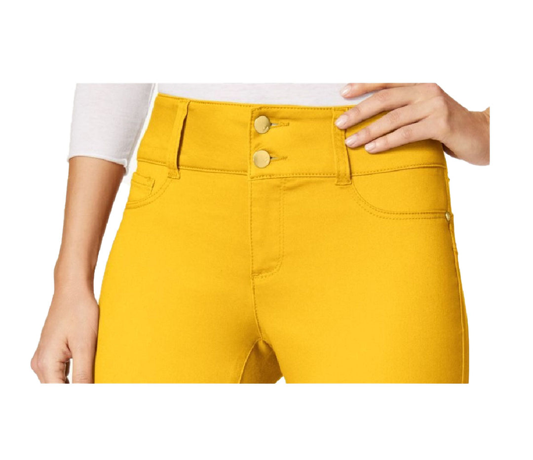 Thalia Sodi Women's Double-Button Skinny Ankle Pants Yellow Size 6