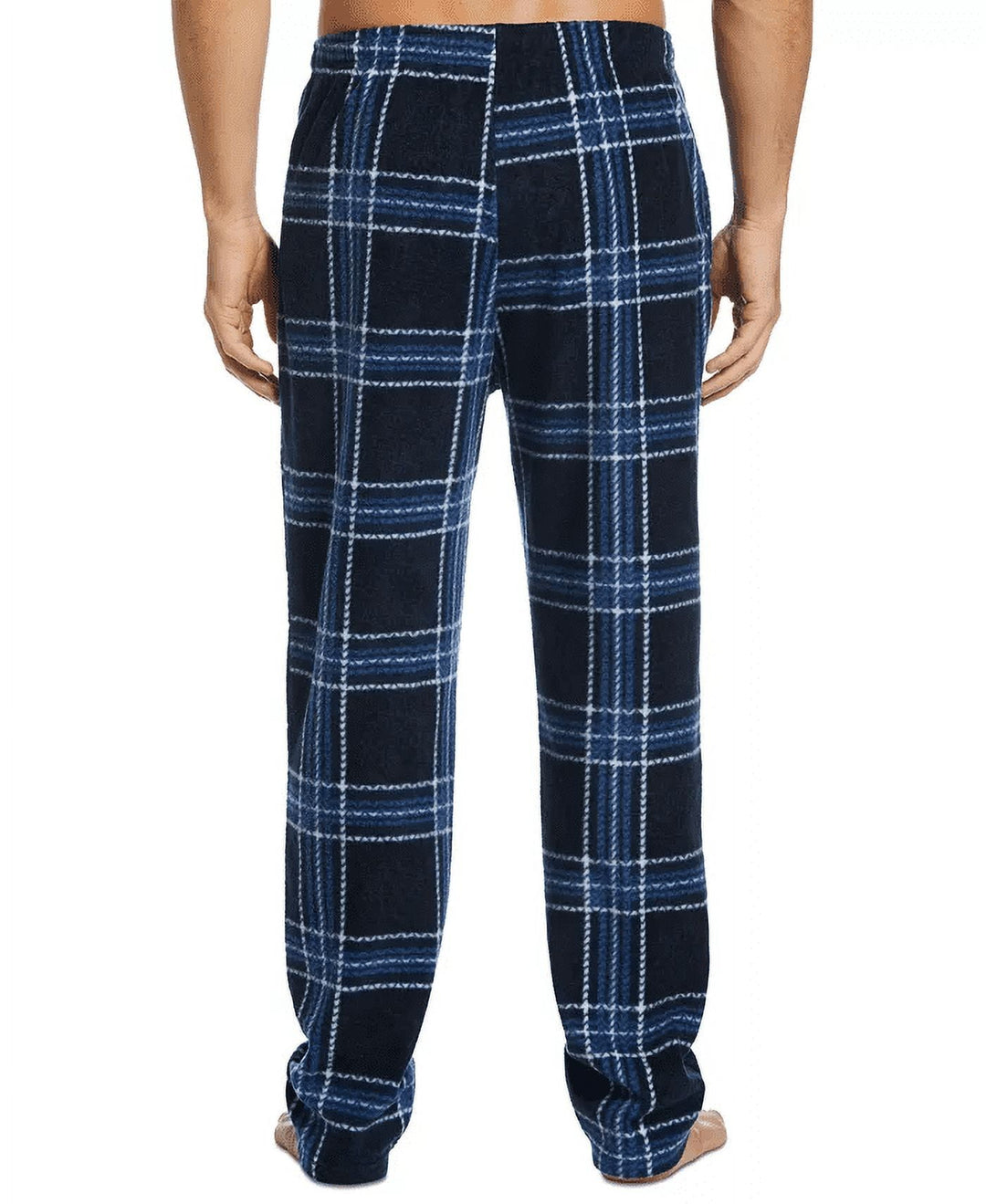 Perry Ellis Portfolio Men's Chevron Plaid Textured Fleece Pajama Pants Blue
