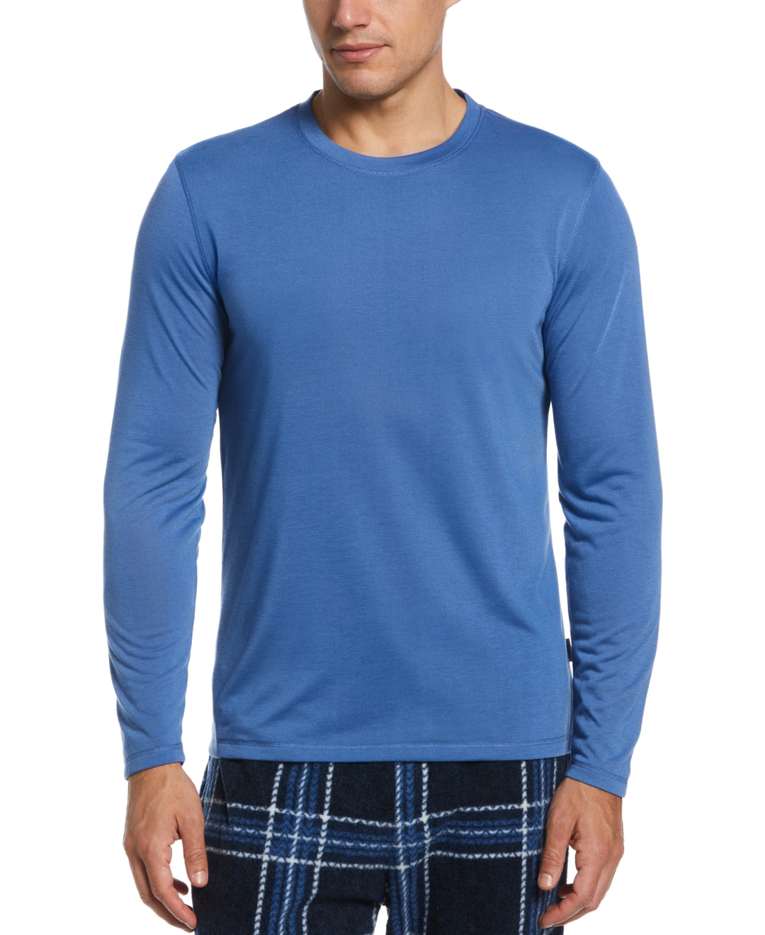 Perry Ellis Portfolio Men's Solid Long-Sleeve Pajama T-Shirt Blue Size L