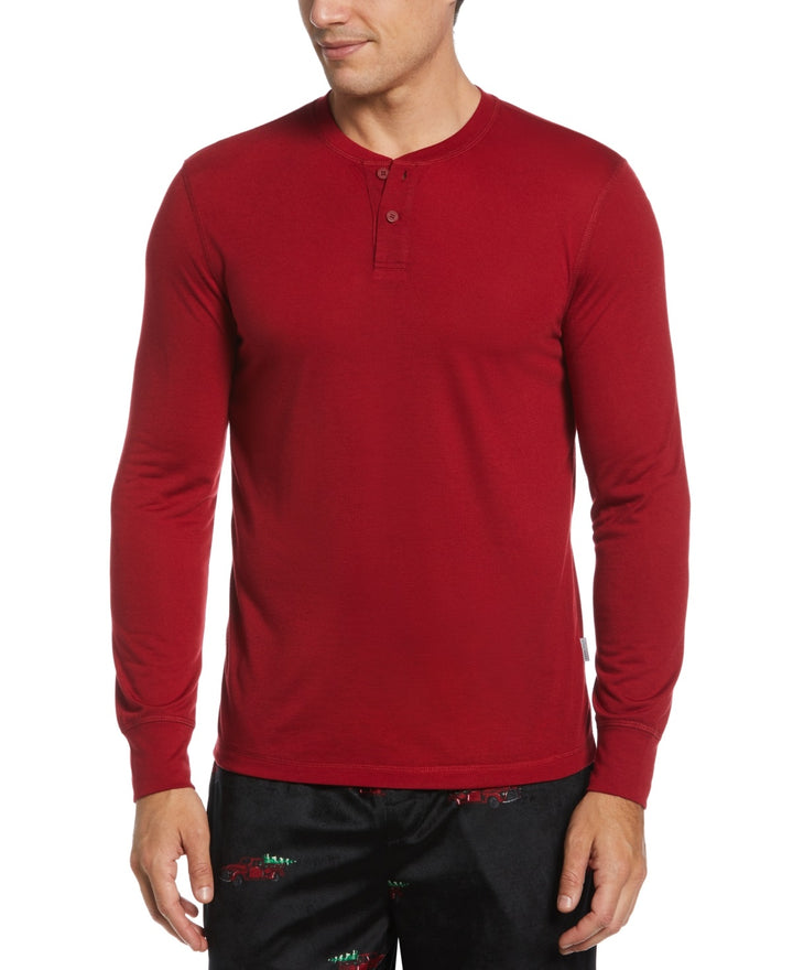 Perry Ellis Men's Solid Henley Sleep Shirt Red Size X-Large