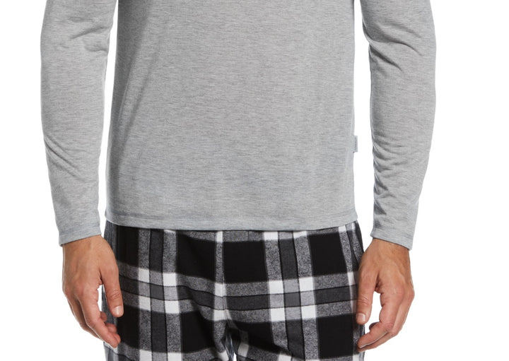 Perry Ellis Portfolio Men's Solid Long Sleeve Pajama T-Shirt Gray Size Large
