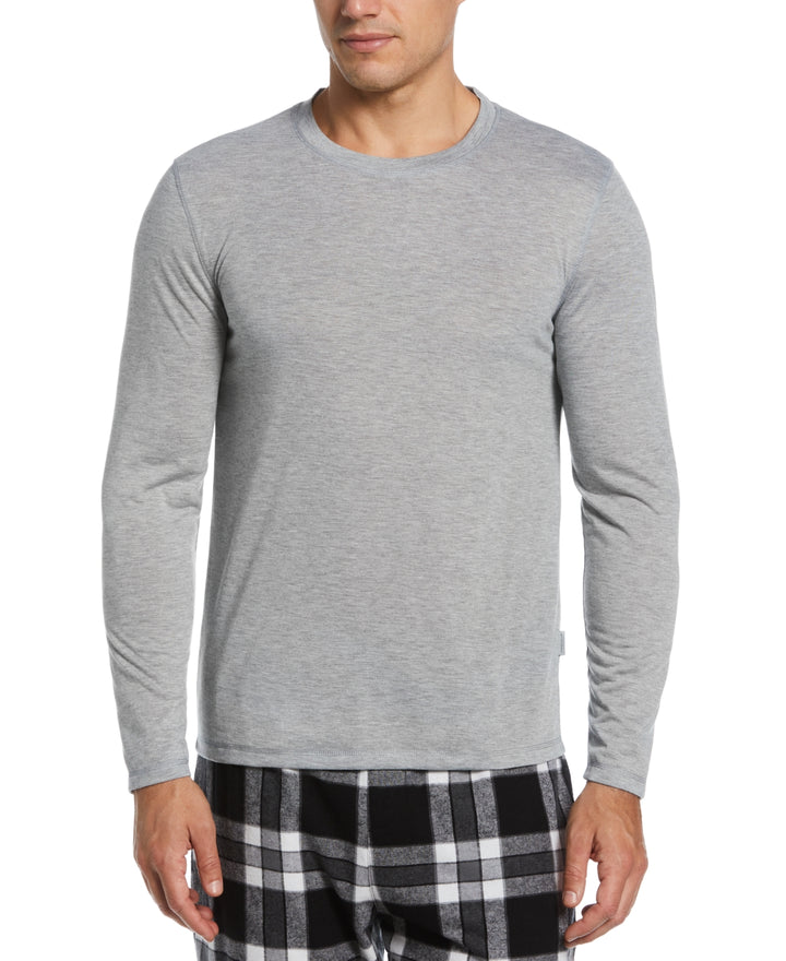 Perry Ellis Portfolio Men's Solid Long Sleeve Pajama T-Shirt Gray Size Large