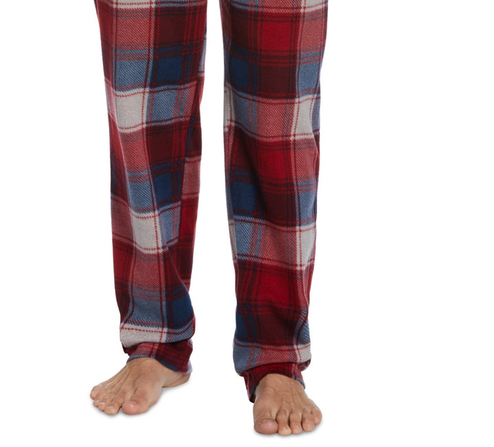 Perry Ellis Portfolio Men's Heather Plaid Pajama Pants Red Size Medium